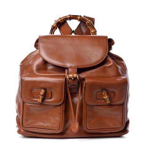 gucci calfskin bamboo backpack brown|gucci bamboo backpack.